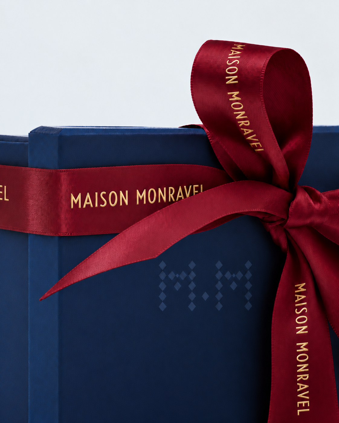 Écrin cadeau Maison Monravel et son ruban rouge garance
