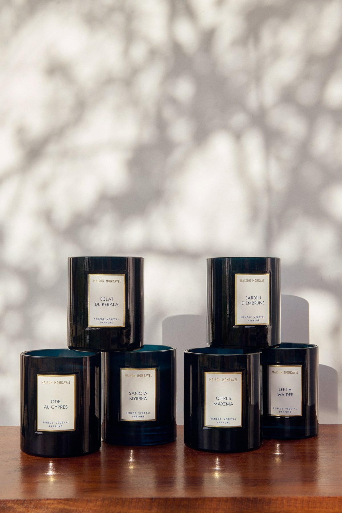 The six Maison Monravel botanical candles